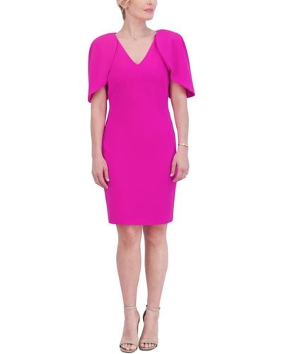 Jessica Howard V-neck Puff-sleeve Sheath Dress - Pink