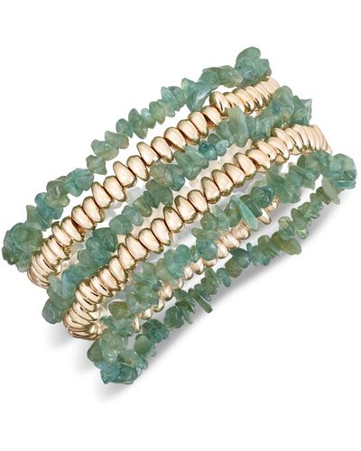 Style & Co. Gold-tone 5-pc. Set Mixed Bead Stretch Bracelets - Green