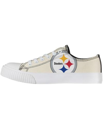 FOCO Pittsburgh Steelers Low Top Canvas Shoes - White
