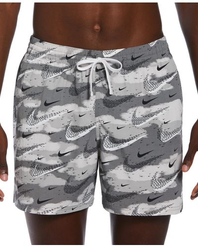 Nike Flock Logo-print 5" Swim Trunks - Gray