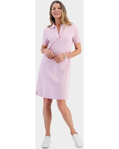 Style & Co. Cotton Polo Dress - Pink