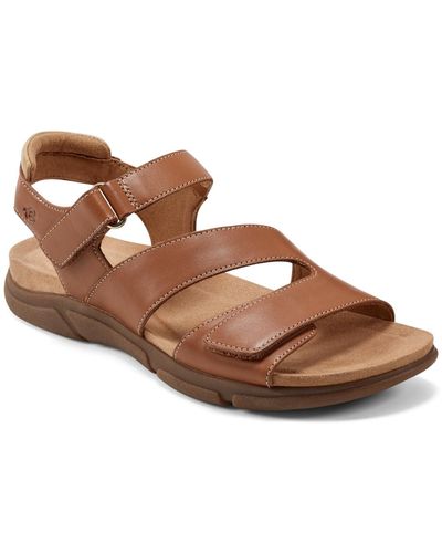 Easy Spirit Mavey Round Toe Strappy Casual Sandals - Brown