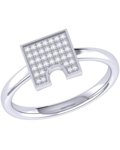 LuvMyJewelry City Arches Square Design Sterling Silver Diamond Ring - White