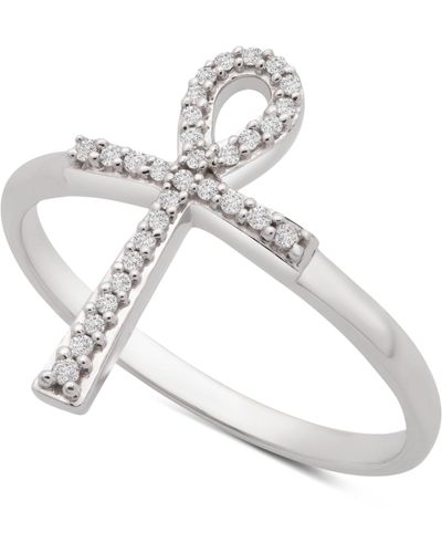 Wrapped in Love ? Diamond Ankh Cross Ring (1/10 Ct. T.w.) In 14k White Gold, Created For Macy's