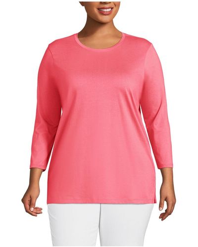 Lands' End Plus Size Supima Crew Neck Tunic - Pink