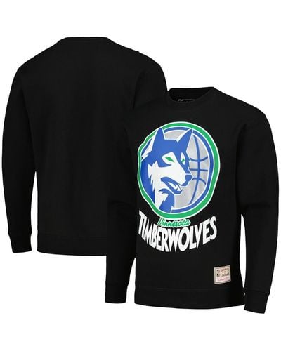 Mitchell & Ness And Minnesota Timberwolves Hardwood Classics Crew Pullover Sweatshirt - Black