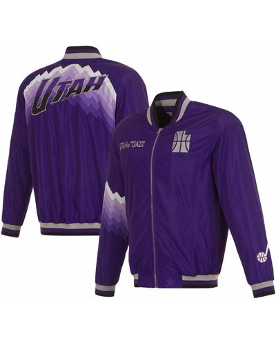 JH Design Utah Jazz 2023/24 City Edition Nylon Full-zip Bomber Jacket - Purple