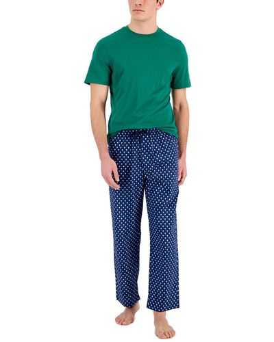 Club Room 2-pc. Solid T-shirt & Golf Ball-print Pajama Pants Set - Green