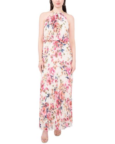 Msk Floral Print Pleated Dress - Pink