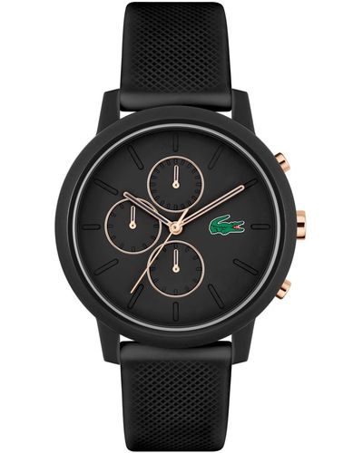 Lacoste L 12.12. Chrono Silicone Strap Watch 43mm - Black
