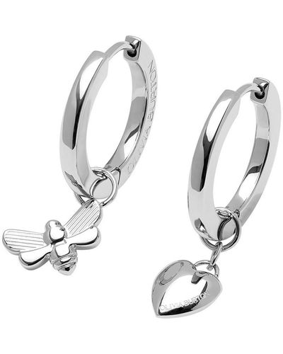 Olivia Burton Signature Multi Charm huggies Earring Set - White