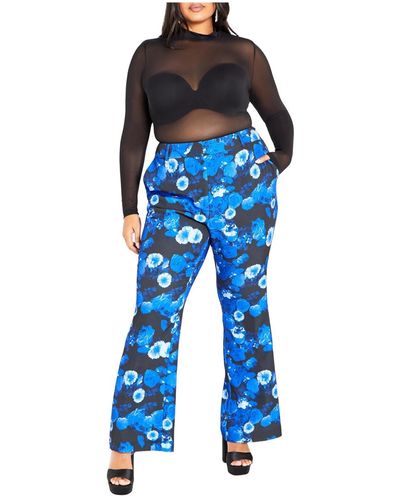 City Chic Plus Size Kiara Print Pant - Blue