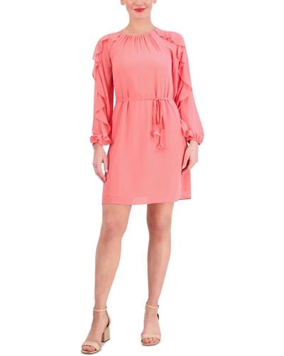 Vince Camuto Ruffled Belted Dress - Pink