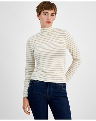 Tommy Hilfiger Striped Turtleneck Sweater - White