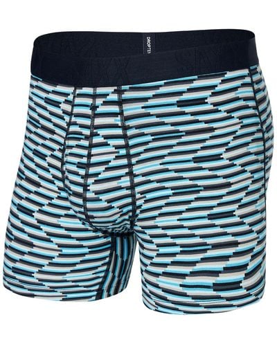 Saxx Underwear Co. Droptemp Slim-fit Cooling Zig-zag Stripe Boxer Briefs - Blue