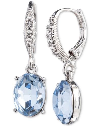 Givenchy Silver-tone Light Blue Leverback Drop Earrings