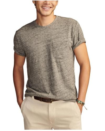 Lucky Brand Linen Short Sleeve Pocket Crew Neck T-shirt - Gray