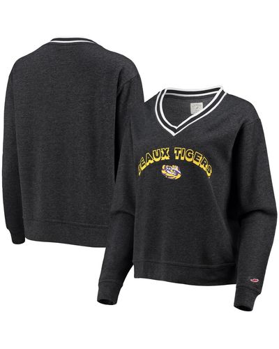 League Collegiate Wear Lsu Tigers Victory Springs Tri-blend V-neck Pullover Sweatshirt - Black