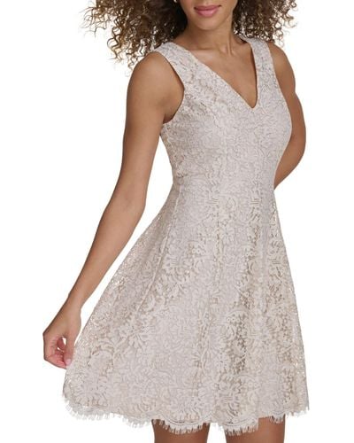 Kensie Lace Fit & Flare Dress - White