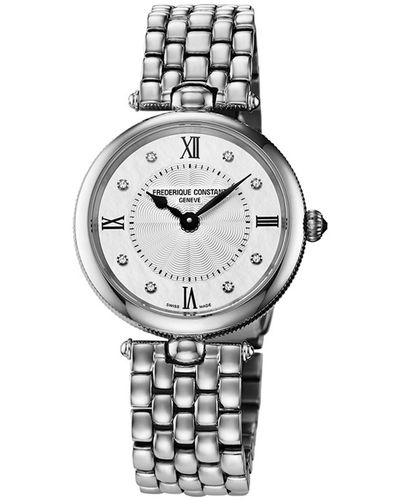 Frederique Constant Swiss Art Deco Diamond Accent Bracelet Watch 30mm - Gray