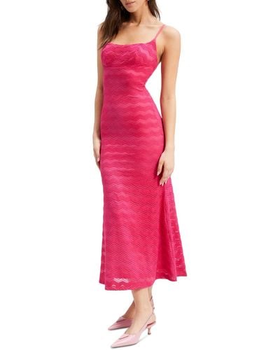Bardot Adoni Scoop-neck Zig Zag Sleevless Midi Dress - Pink