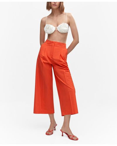 Mango Cotton Culottes Pants - Red