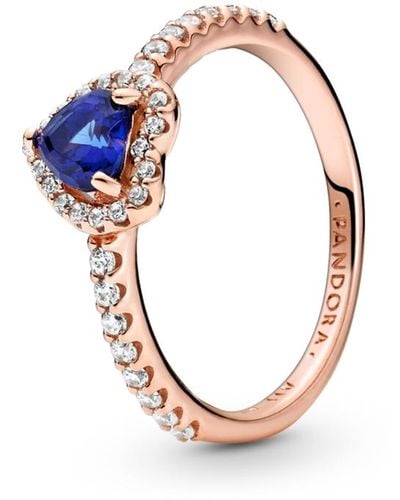 PANDORA Cubic Zirconia Timeless Sparkling Blue Elevated Heart Ring