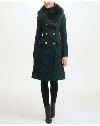 Guess Faux-fur Collar Double-breasted Walker Coat - Green