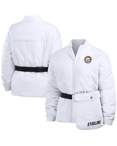 WEAR by Erin Andrews Pittsburgh Steelers Packaway Full-zip Puffer Jacket - White