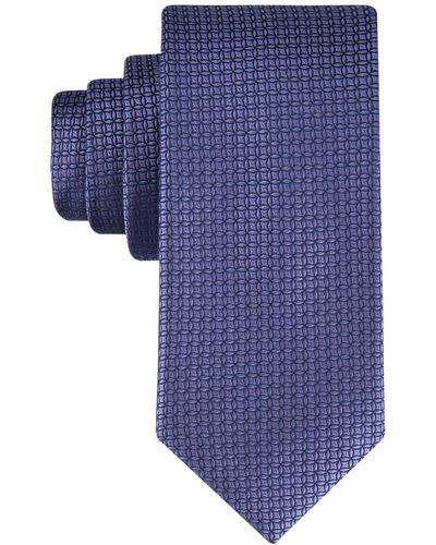 Calvin Klein Solid Geo-print Tie - Blue