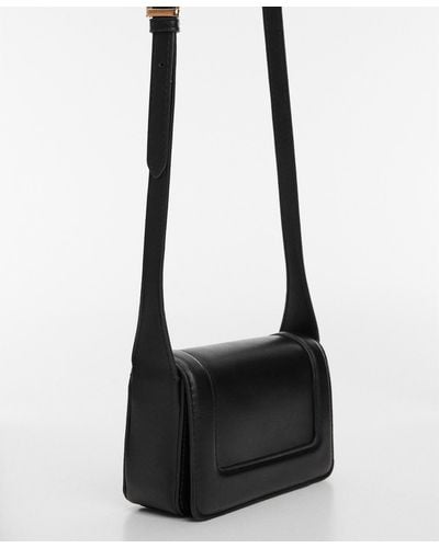 Mango Flap Detail Crossbody Bag - Black