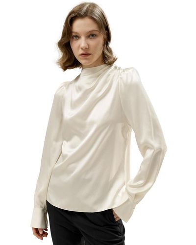 LILYSILK Asymmetrical Silk Blouse - White