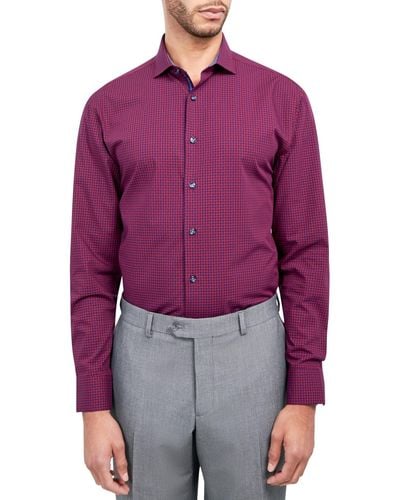 Michelsons Of London Regular-fit Gingham Dress Shirt - Purple