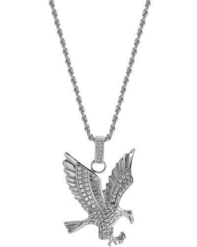 Black Jack Jewelry Cubic Zirconia Eagle 24" Pendant Necklace - Metallic