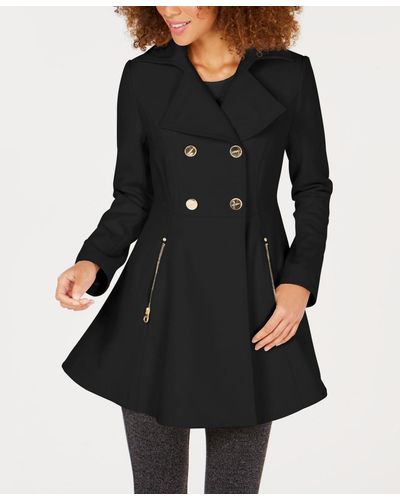 Laundry by Shelli Segal Double-breasted Skirted Peacoat - Black