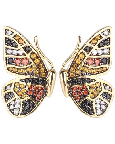 Noir Jewelry Multi-colored Cubic Zirconia Butterfly Wing Stud Earring - Metallic