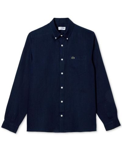 Lacoste Regular-fit Linen Shirt - Blue