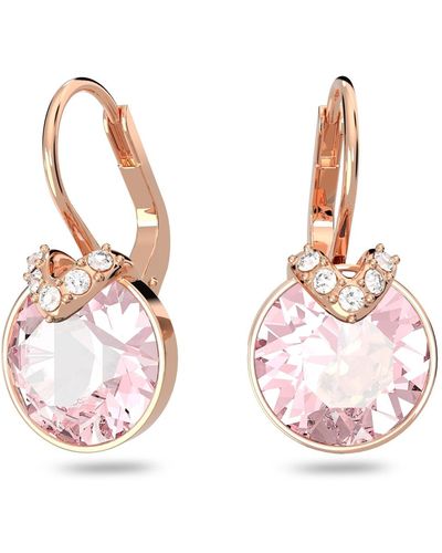 Swarovski Crystal Round Cut Bella V Drop Earrings - Pink