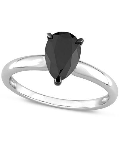 Macy's Black Diamond Pear Solitaire Engagement Ring (1 Ct. T.w. - Metallic