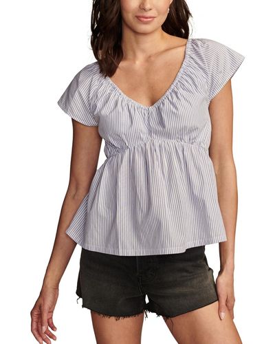 Lucky Brand Cotton Laced-back Babydoll Top - Gray