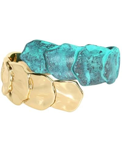 Robert Lee Morris Turquoise Petal Bypass Bangle Bracelet - Blue