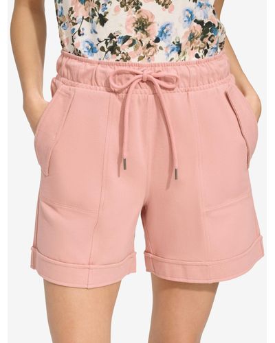 Marc New York Andrew Marc Sport Pull On High Rise Twill Utility Shorts - Pink