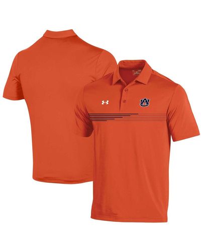 Under Armour Auburn Tigers Tee To Green Stripe Polo Shirt - Orange