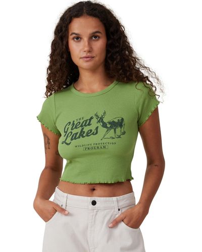 Cotton On Crop Lettuce Graphic T-shirt - Green