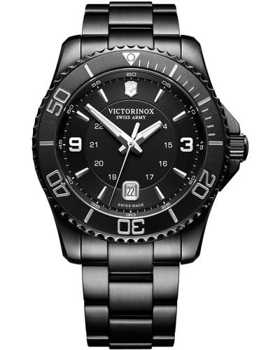 Victorinox Swiss Maverick Edition Pvd Stainless Steel Bracelet Watch 43mm - Black