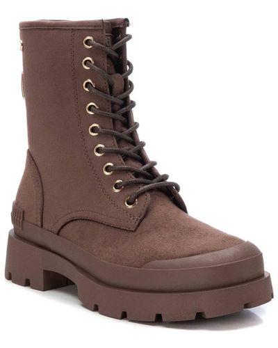 Xti Suede Lace-up Boots By - Brown