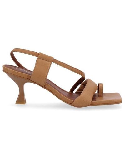 Alohas Asymmetric Straps Leather Sandals - Metallic