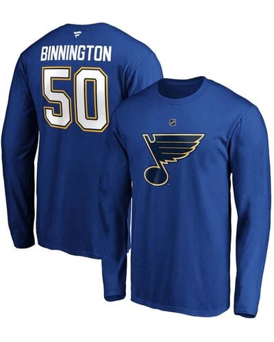 Fanatics Jordan Binnington St. Louis S Authentic Stack Name And Number Long Sleeve T-shirt - Blue