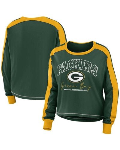 WEAR by Erin Andrews Bay Packers Plus Size Colorblock Long Sleeve T-shirt - Green