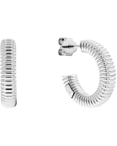 Calvin Klein Stainless Steel Hoop Earrings - White